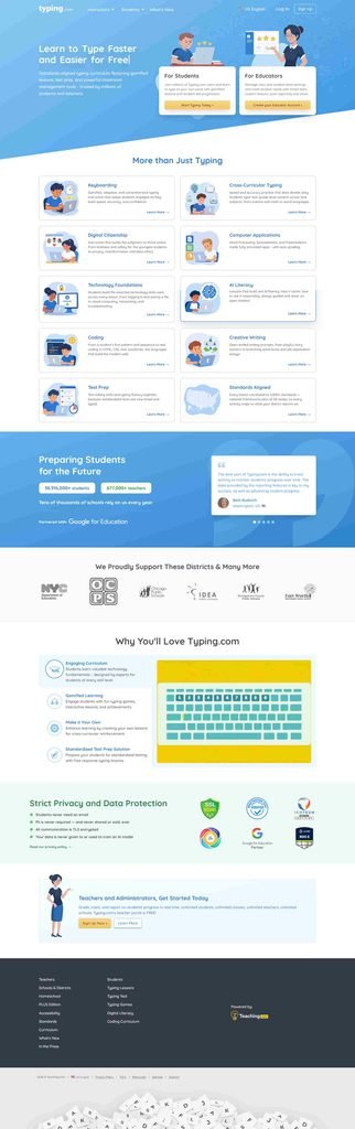 Homepage website Typing.com